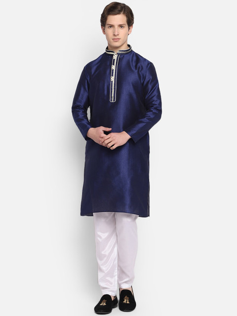 

DEVOILER Men Navy Blue Kurta