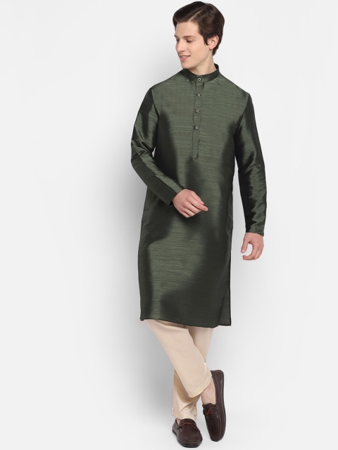 

DEVOILER Men Green Solid Kurta