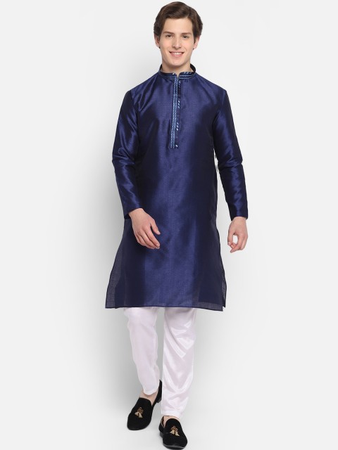 

DEVOILER Men Blue Thread Work Kurta