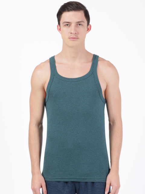 

Jockey Men Green Solid Innerwear Vests