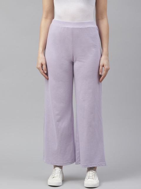 

Laabha Women Lavender Solid Straight-Fit Cropped Track Pants