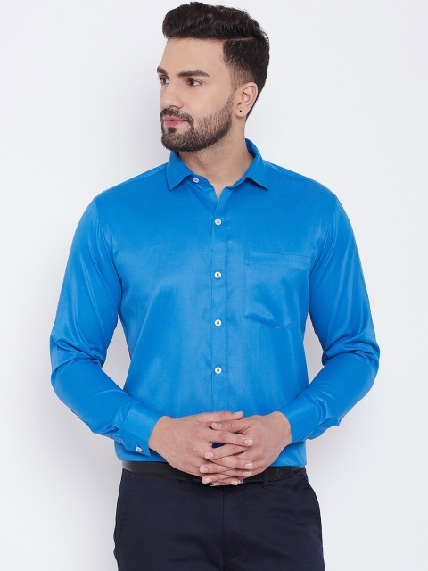 

D Kumar Men Blue Standard Satin Party Shirt