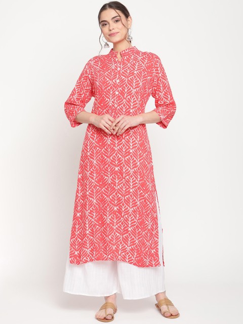 

TAG 7 Women Red Floral Printed Panelled Kurta with Palazzos