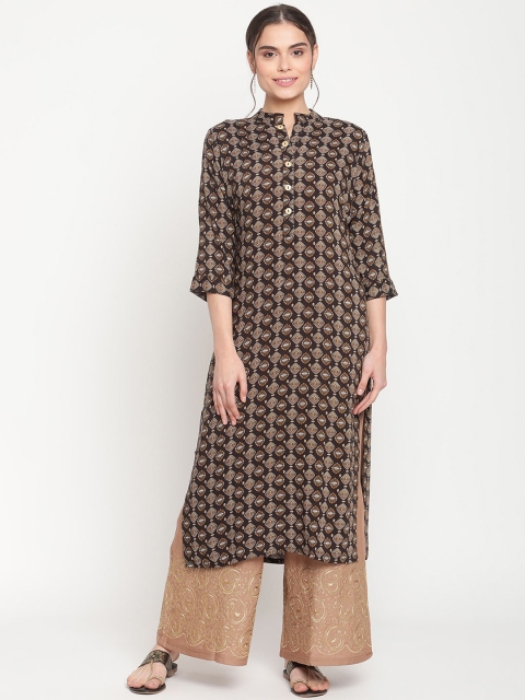 

TAG 7 Women Black Printed Kurta with Palazzos