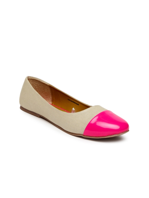 

People Women Beige & Pink Colourblocked Ballerinas