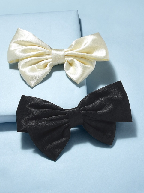 

ToniQ Women Black & White Set Of 2 Solid Satin French Barrette