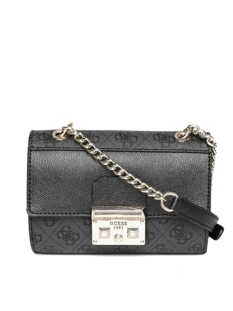 

GUESS Charcoal Grey & Black Printed Sling Bag