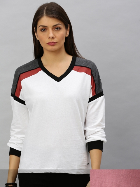 

Roadster Women Pack of 2 Pure Cotton Drop-Shoulder Sleeves T-shirts, Rose