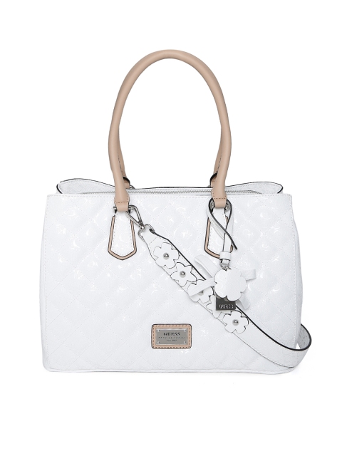 

GUESS White Textured Handbag with Sling Strap