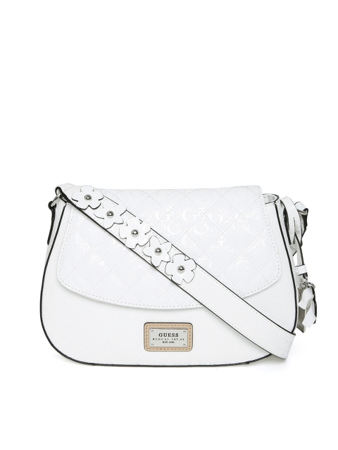 

GUESS White Textured Sling Bag