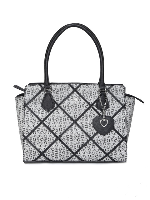 

GUESS Grey & Black Printed Shoulder Bag