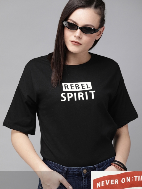 

Roadster Women Pack of 2 Cotton T-shirts, Black