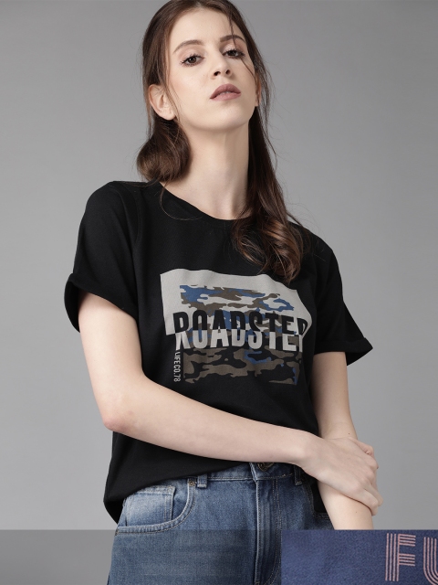 

Roadster Women Pack of 2 Cotton T-shirts, Navy blue