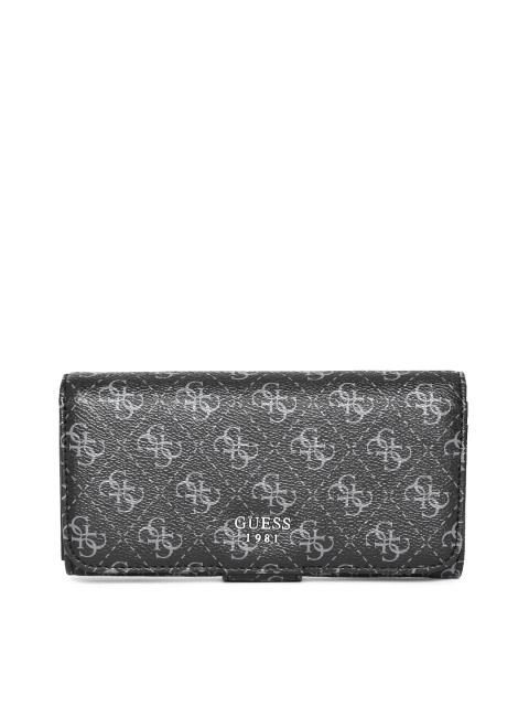 

GUESS Women Charcoal Grey Printed Two-Fold Wallet