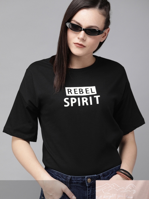 

Roadster Women Pack of 2 Printed T-shirts, Black