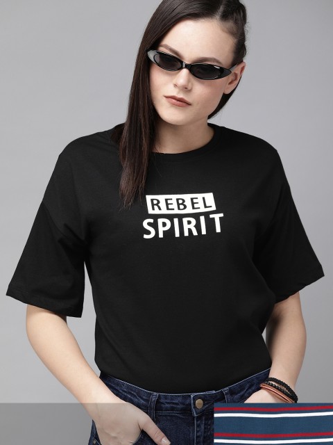 

Roadster Women Pack of 2 Printed T-shirts, Navy blue