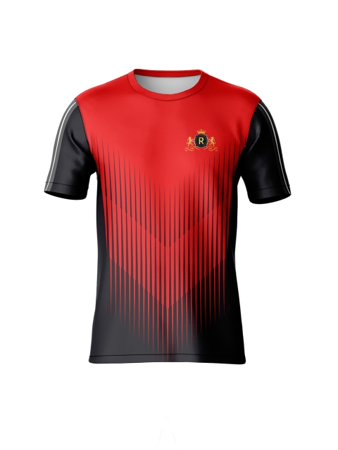 

mezmoda Boys Red & Black Striped Cricket Fan Jersey T-shirt