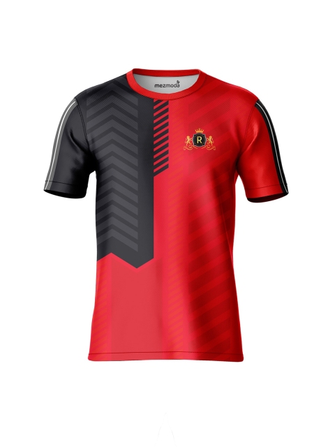 

mezmoda Boys Red & Black Printed Dry Fit Cricket Jersey T-shirt