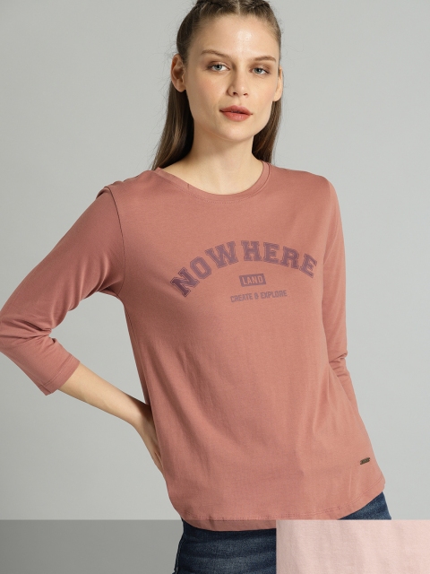 

Roadster Women Pack of 2 Pure Cotton T-shirts, Mauve