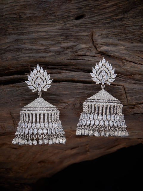 

Kushal's Fashion Jewellery White Contemporary Jhumkas Earrings