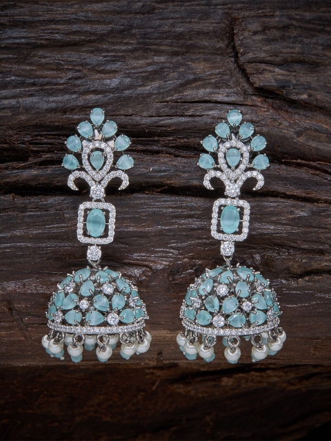 

Kushal's Fashion Jewellery Sea Green Contemporary Jhumkas Earrings
