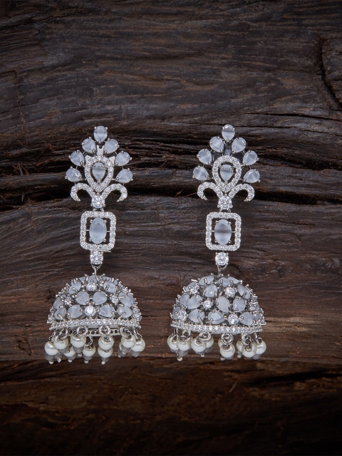 

Kushal's Fashion Jewellery Grey Contemporary Jhumkas Earrings