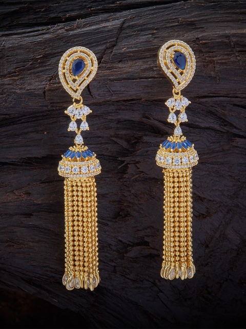 

Kushal's Fashion Jewellery Blue Contemporary Jhumkas Earrings