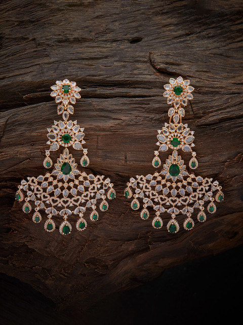 

Kushal's Fashion Jewellery Green Contemporary Ear Cuff Earrings