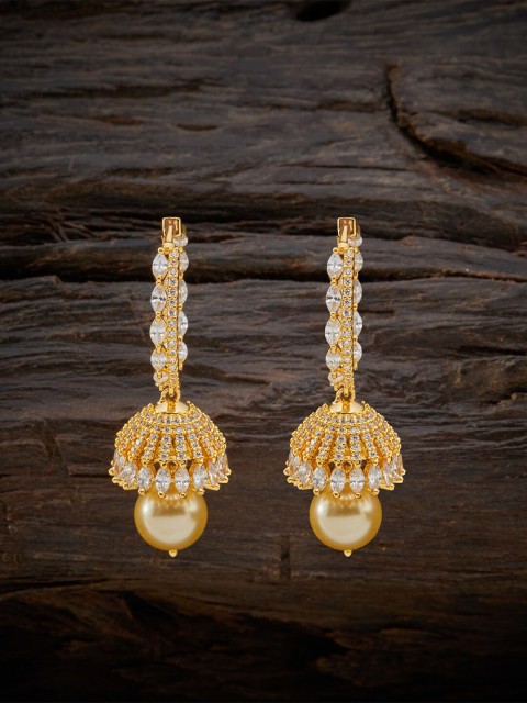 

Kushal's Fashion Jewellery White Contemporary Jhumkas Earrings