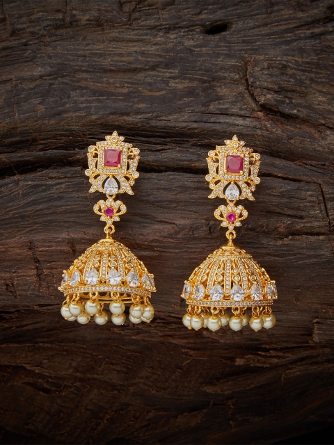 

Kushal's Fashion Jewellery Red Contemporary Jhumkas Earrings