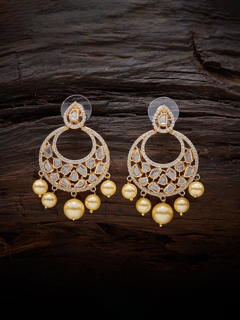 

Kushal's Fashion Jewellery White Contemporary Chandbalis Earrings