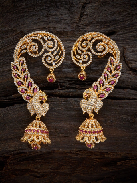 

Kushal's Fashion Jewellery Red Contemporary Jhumkas Earrings