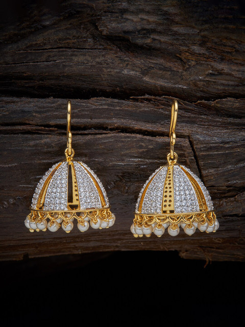 

Kushal's Fashion Jewellery White Contemporary Jhumkas Earrings
