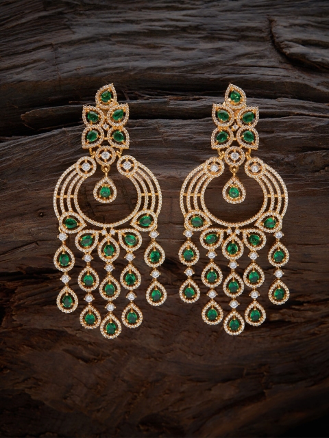 

Kushal's Fashion Jewellery Green Contemporary Chandbalis Earrings