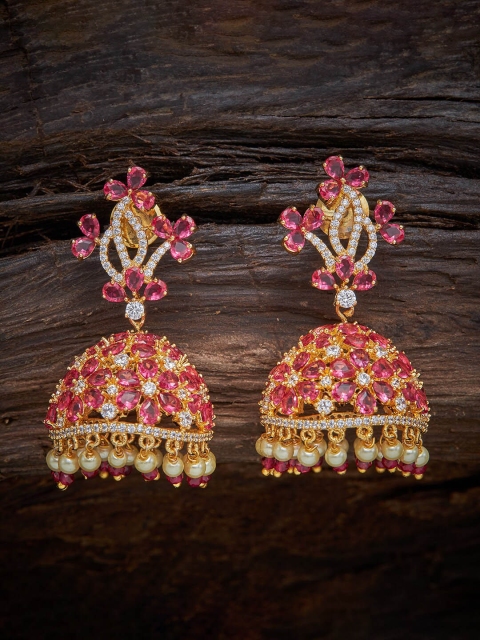 

Kushal's Fashion Jewellery Red Contemporary Jhumkas Earrings