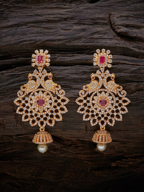 

Kushal's Fashion Jewellery Red Contemporary Jhumkas Earrings