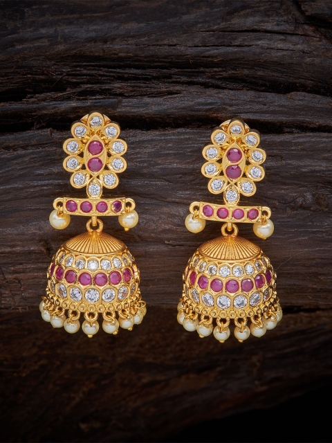 

Kushal's Fashion Jewellery Red Contemporary Jhumkas Earrings