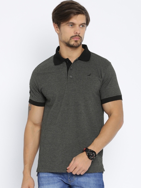

American Crew Men Charcoal Grey Polo T-shirt