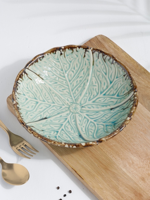 

EK BY EKTA KAPOOR Green & White Textured Glazed Ceramic Bowl