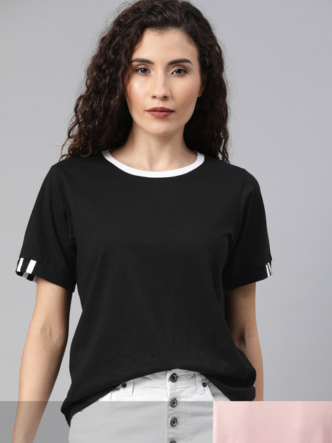

Roadster Women Pack of 2 Cotton T-shirt, Peach