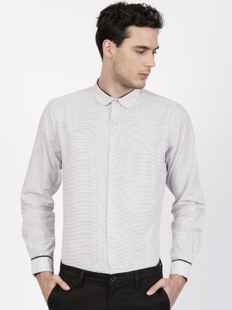 

ether Men White & Grey Slim Fit Striped Slim Fit Casual Shirt