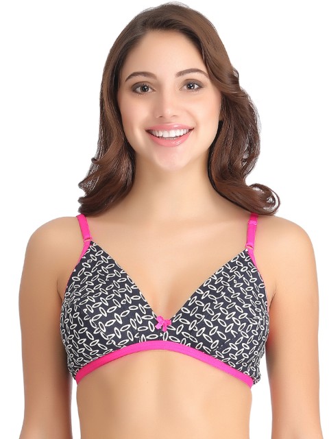 

Clovia Black Printed Medium-Coverage Bra BR0778P1340C