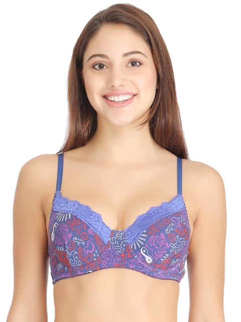 

Clovia Blue Printed Medium-Coverage Push-Up Bra BR0812P0840C