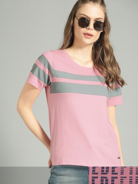 

Roadster Women Pack of 2 Cotton T-shirt, Rose