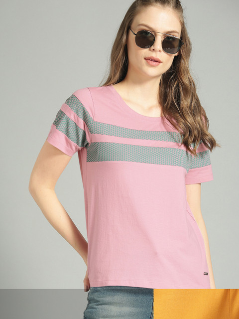 

Roadster Women Pack of 2 Cotton T-shirt, Pink