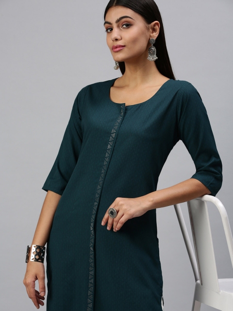 

SHOWOFF Women Teal Green Geometric Printed Kurta