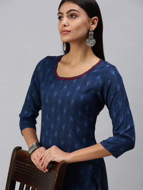 

SHOWOFF Women Navy Blue Ethnic Motifs Kurta