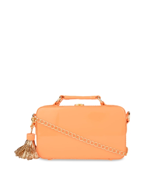 

Vdesi Orange Textured Structured Sling Bag with Tasselled