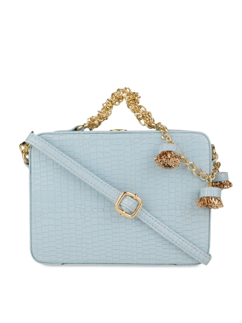 

Vdesi Blue Textured PU Structured Handheld Bag