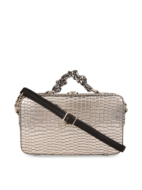 

Vdesi Silver-Toned PU Structured Sling Bag
